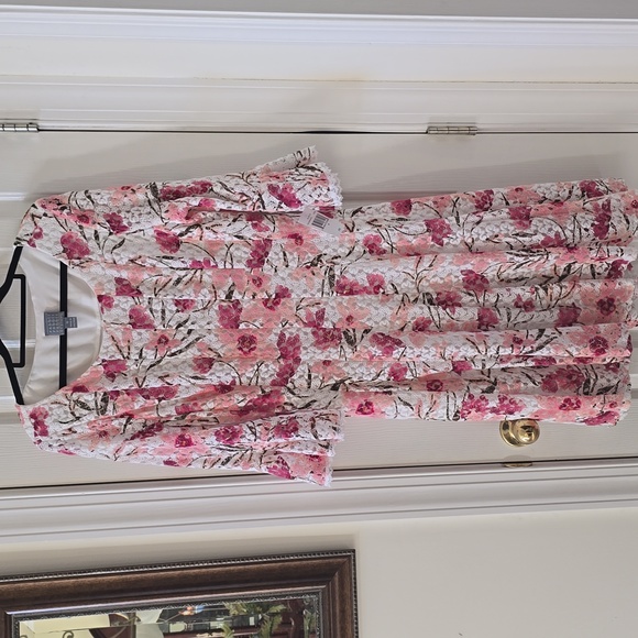 RABBIT RABBIT RABBIT DESIGNS WOMEN'S PLUS SIZE PINK & WHITE FLORAL DRESS SIZE 16 - Picture 3 of 16